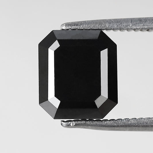 Emerald Cut Natural Treated Black Diamond 3.08 CT, 8.00 x 7.00 mm Loose Diamond for Engagement Ring Jewelry Making