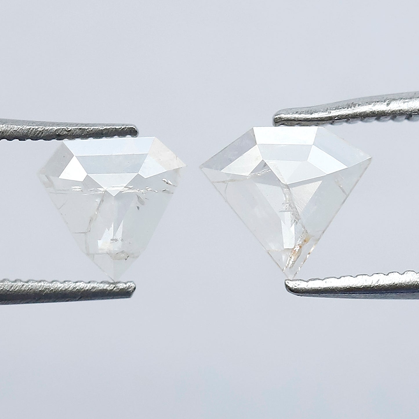 Translucent Geometric Loose Diamond Pair 0.62 CT, Natural White Salt & Pepper Diamonds 6.00 x 6.50 mm