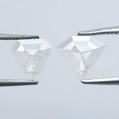 Translucent Geometric Loose Diamond Pair 0.62 CT, Natural White Salt & Pepper Diamonds 6.00 x 6.50 mm