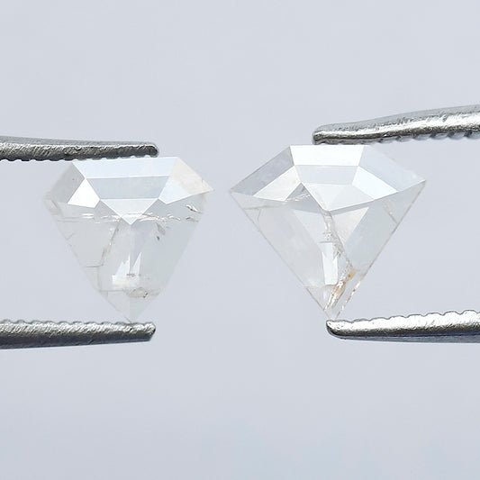 Translucent Geometric Loose Diamond Pair 0.62 CT, Natural White Salt & Pepper Diamonds 6.00 x 6.50 mm