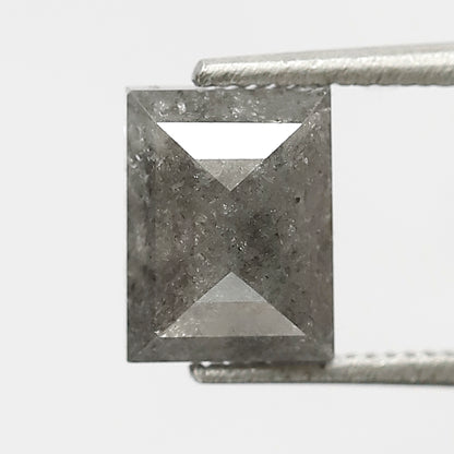 1.41 Ct Rectangle Shape Salt and Pepper Diamond 6.70 MM Loose Natural Grey Black Color Diamond wedding Gift For Her