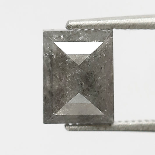 1.41 Ct Rectangle Shape Salt and Pepper Diamond 6.70 MM Loose Natural Grey Black Color Diamond wedding Gift For Her