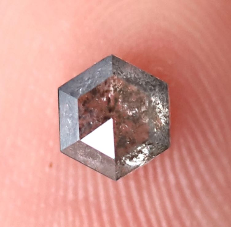Hexagon Cut 0.48 Ct Salt and Pepper Diamond, Natural Gray Black Earth Mined Diamond, Loose Stone for Pendant Making