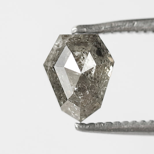 0.95 CT shield Shape Salt and Pepper Diamond 6.50 MM black grey Color Loose Natural Diamond For Wedding Ring