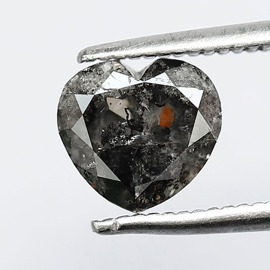 1.61 CT Heart Shape Natural Loose Diamond | 6.60 x 7.00 mm Earth Mined Diamond | Salt and Pepper Diamond For Proposal Ring