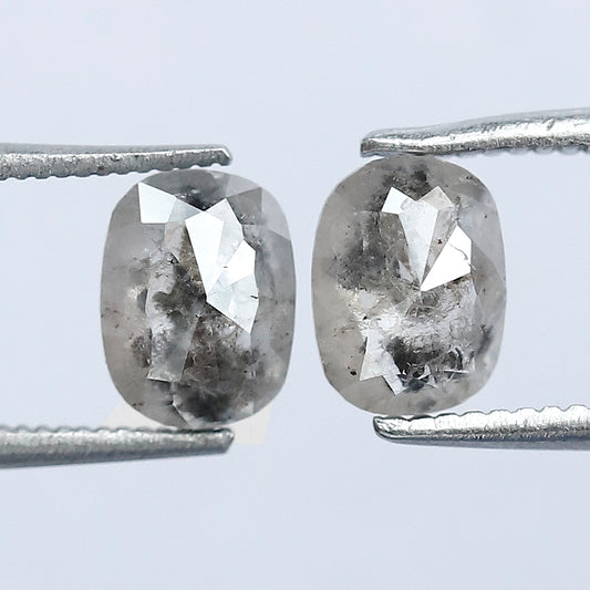 1.04 CT Pear Shape Natural Earth Mined Diamond Pair, 6.40 mm Gray Black Salt and Pepper Diamonds For Stud Earrings