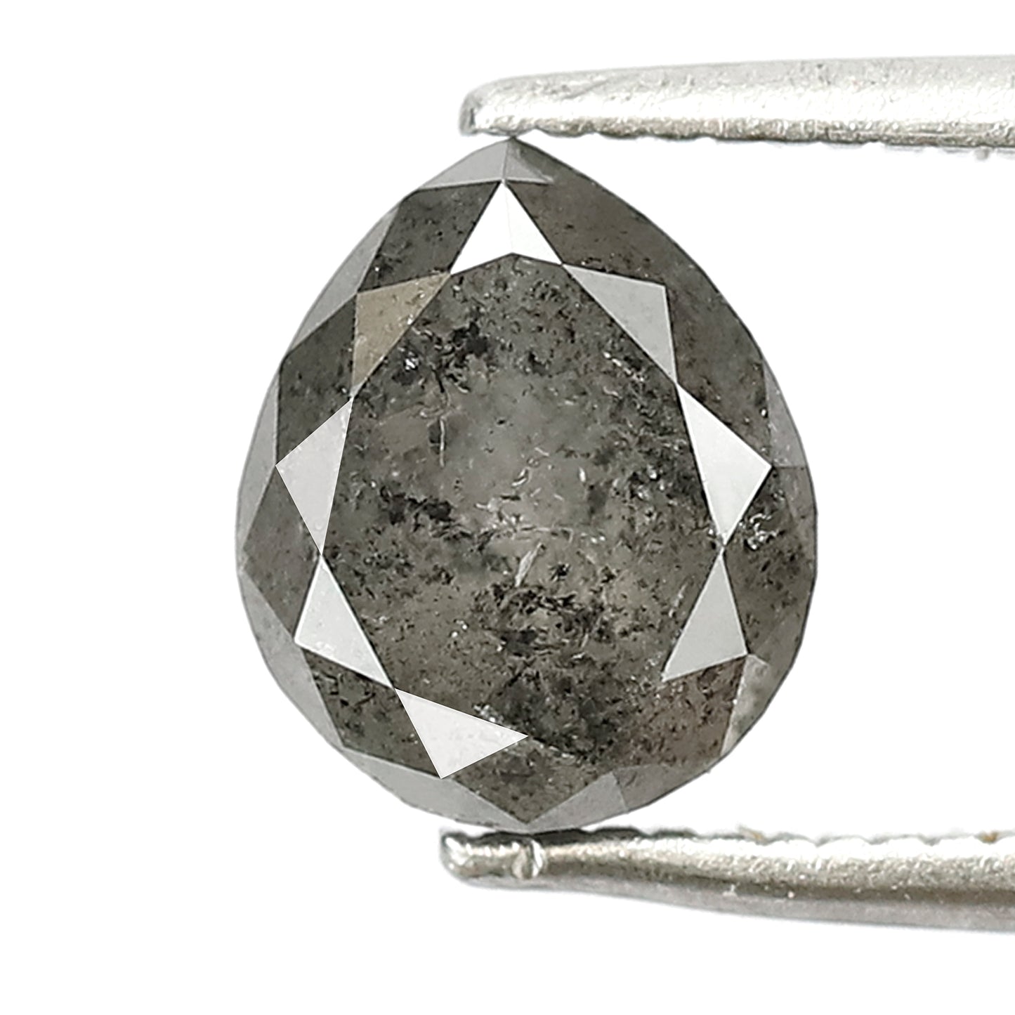 1.72 CT Pear shape salt and pepper diamond 7.80 mm translucent gray-black color loose natural diamond for wedding ring
