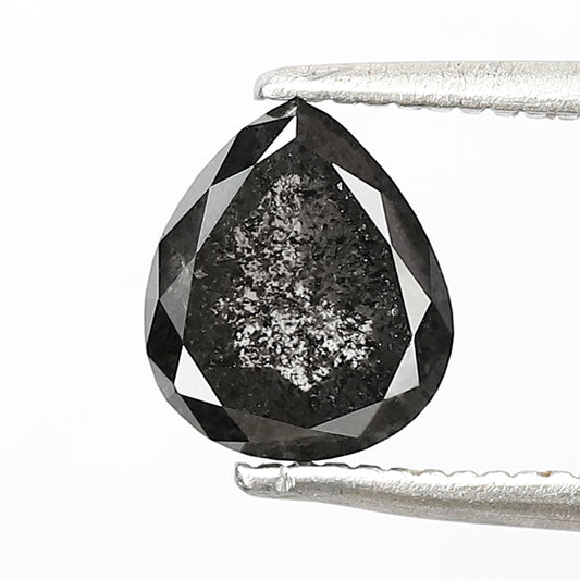1.18 CT Pear shape Salt and pepper diamond 7 MM grey black Loose natural diamond for making ring