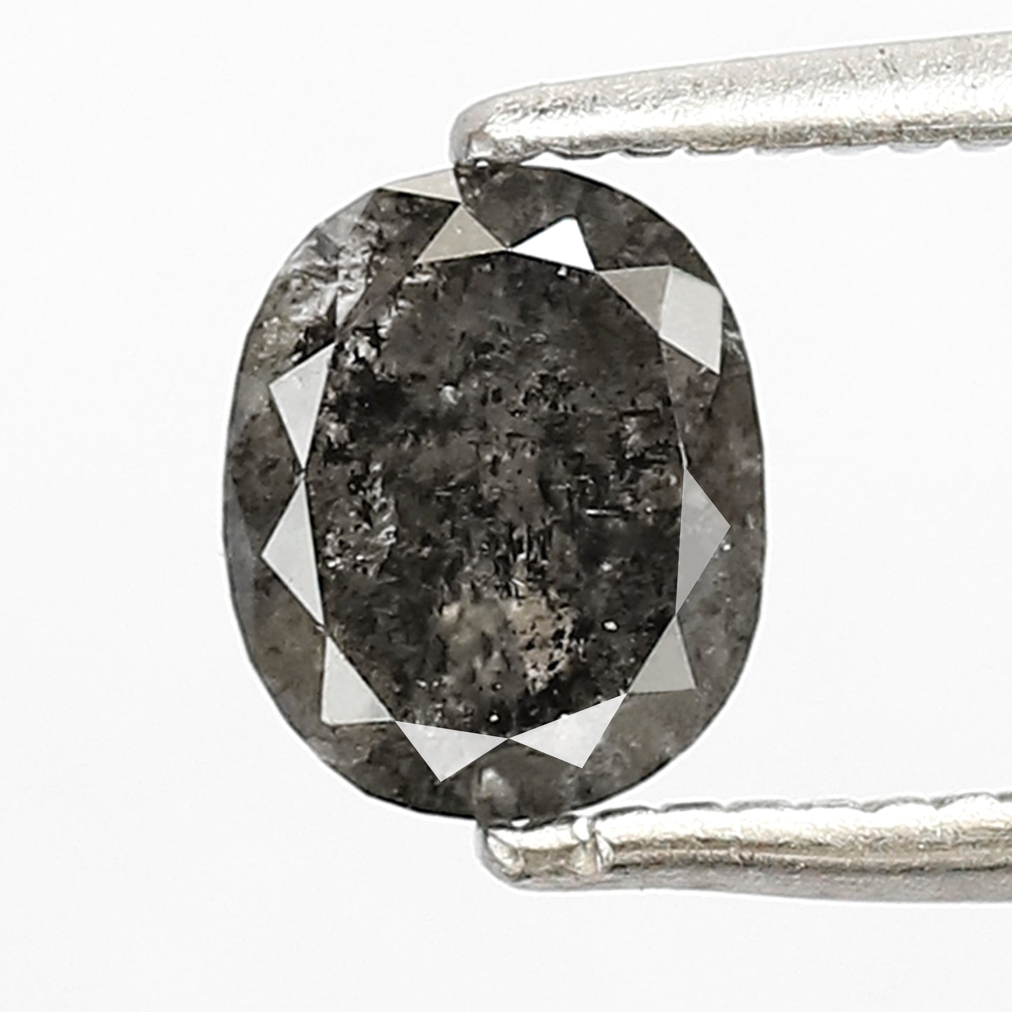 0.87 CT Oval shape salt and pepper diamond 6 mm gray-black color natural loose diamond for making jewelry