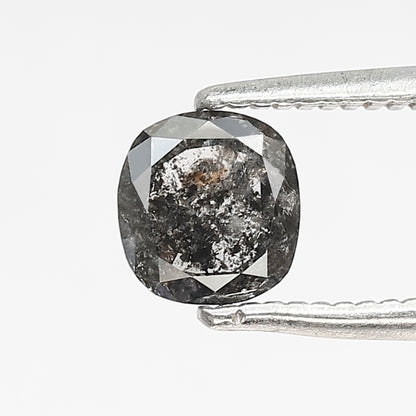 0.76 CT cushion Shape Salt and Pepper Diamond 5 MM grey black Color Loose Natural Diamond For Wedding Ring