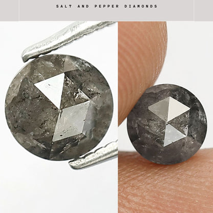 Gorgeous Round Shape Rose Cut Salt and Pepper Loose Diamond