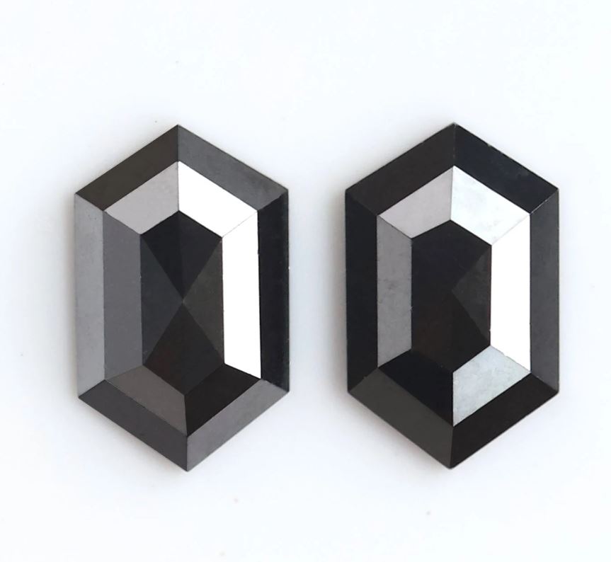 1.86 Ct Hexagon Diamond Pair, Natural Treated Loose Diamonds, 8.9 mm Matching Pair for Earrings Making