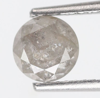 1.08 CT, 5.9 x 5.9 MM Round Brilliant cut Conflict Free Gray Black Salt and Pepper Diamond For Engagement Ring
