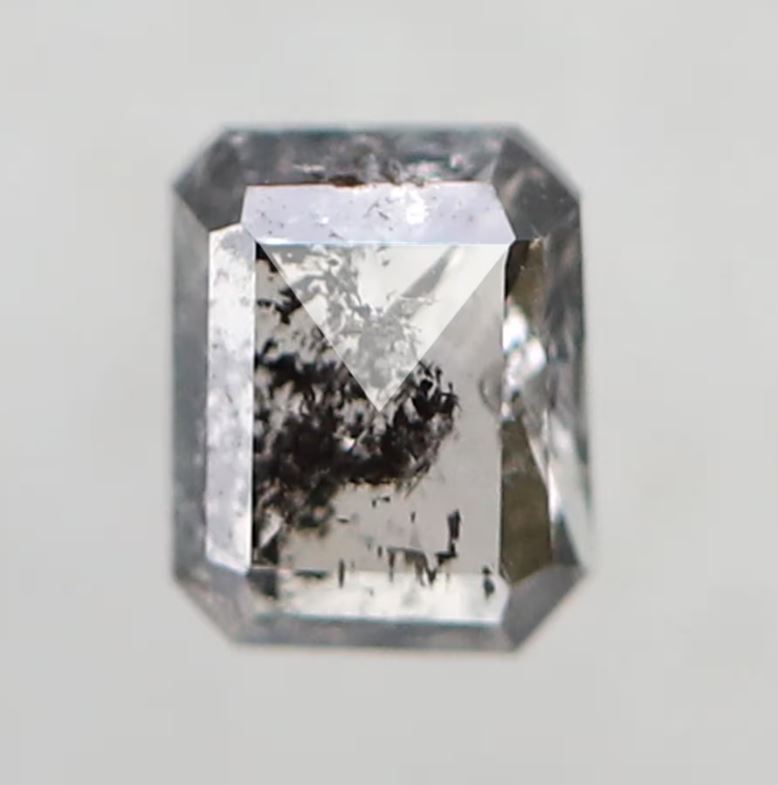 0.41 CT Emerald cut Natural Loose Diamond, 4.70 x 3.70 mm Gray Black Ethical Salt and Pepper Diamond
