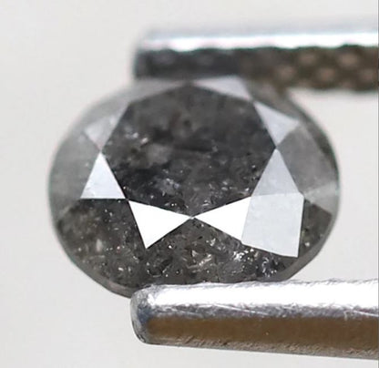 Round Brilliant Cut 0.83 Ct Salt and Pepper Diamond, Natural Gray Black Earth Mined Diamond, 5.7 mm Loose Stone for Jewelry
