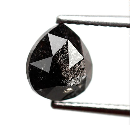 Pear Shape 1.06 Ct Salt and Pepper Diamond, Natural Blackish Gray Diamond, Loose Stone for Ring Making