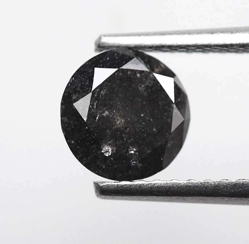 0.92 Ct Round Brilliant Salt and Pepper Diamond, Natural Blackish Gray Loose Wedding Ring Stone
