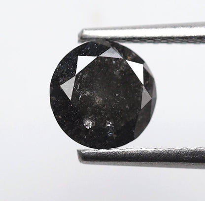 0.92 Ct Round Brilliant Salt and Pepper Diamond, Natural Blackish Gray Loose Wedding Ring Stone