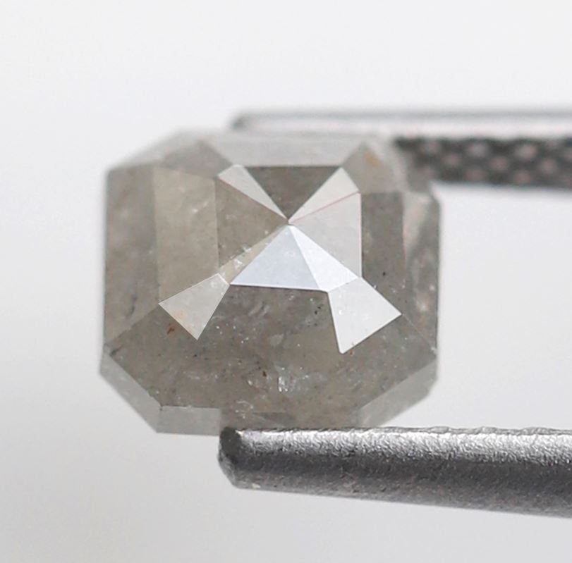 Asscher cut 1.14 CT Salt and Pepper Diamond, Natural 5.90 mm Ethical Loose Diamond for Custom Jewelry Design