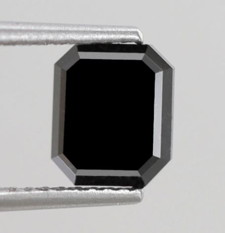 Natural Treated 1.39 Carat Radiant Cut Black Diamond, 6.90 x 5.90 mm Loose Diamond for Gift, Ring or Custom Jewelry