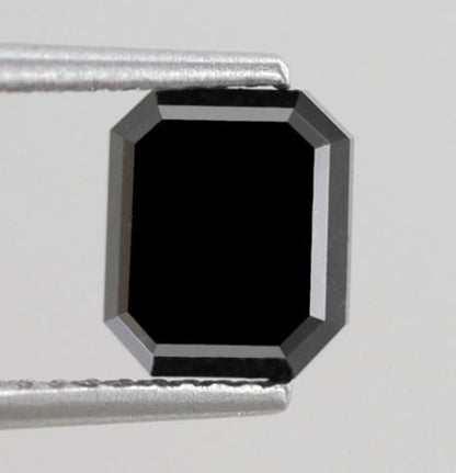 Natural Treated 1.39 Carat Radiant Cut Black Diamond, 6.90 x 5.90 mm Loose Diamond for Gift, Ring or Custom Jewelry