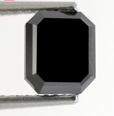 Natural Treated 1.39 Carat Radiant Cut Black Diamond, 6.90 x 5.90 mm Loose Diamond for Gift, Ring or Custom Jewelry