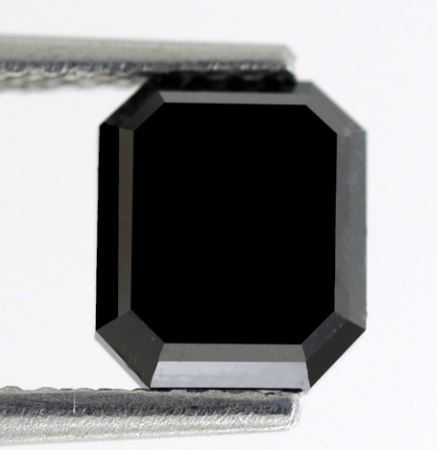 Natural Treated 1.39 Carat Radiant Cut Black Diamond, 6.90 x 5.90 mm Loose Diamond for Gift, Ring or Custom Jewelry