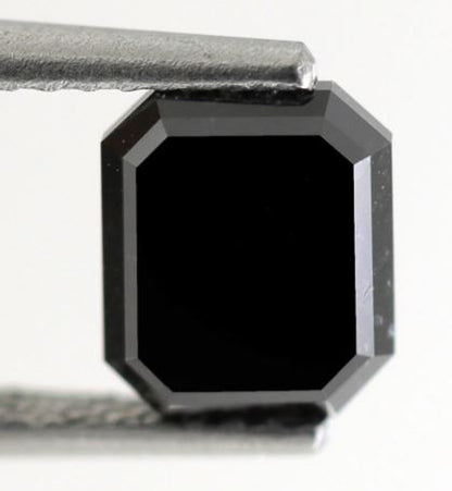Natural Treated 1.39 Carat Radiant Cut Black Diamond, 6.90 x 5.90 mm Loose Diamond for Gift, Ring or Custom Jewelry