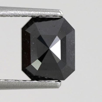 Natural Treated 1.39 Carat Radiant Cut Black Diamond, 6.90 x 5.90 mm Loose Diamond for Gift, Ring or Custom Jewelry