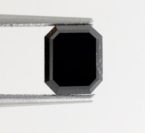Natural Treated 1.39 Carat Radiant Cut Black Diamond, 6.90 x 5.90 mm Loose Diamond for Gift, Ring or Custom Jewelry