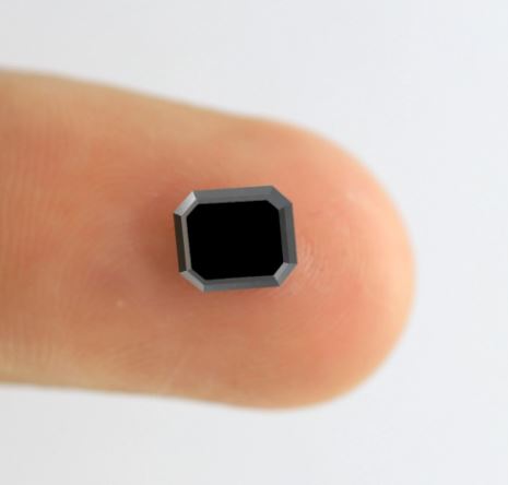Natural Treated 1.39 Carat Radiant Cut Black Diamond, 6.90 x 5.90 mm Loose Diamond for Gift, Ring or Custom Jewelry