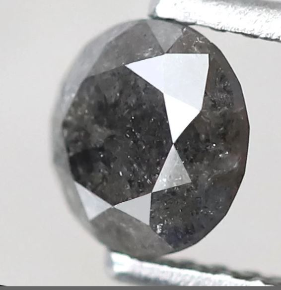 Round Brilliant Cut 0.83 Ct Salt and Pepper Diamond, Natural Gray Black Earth Mined Diamond, 5.7 mm Loose Stone for Jewelry