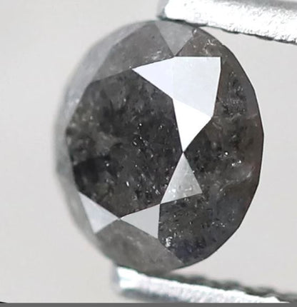 Round Brilliant Cut 0.83 Ct Salt and Pepper Diamond, Natural Gray Black Earth Mined Diamond, 5.7 mm Loose Stone for Jewelry