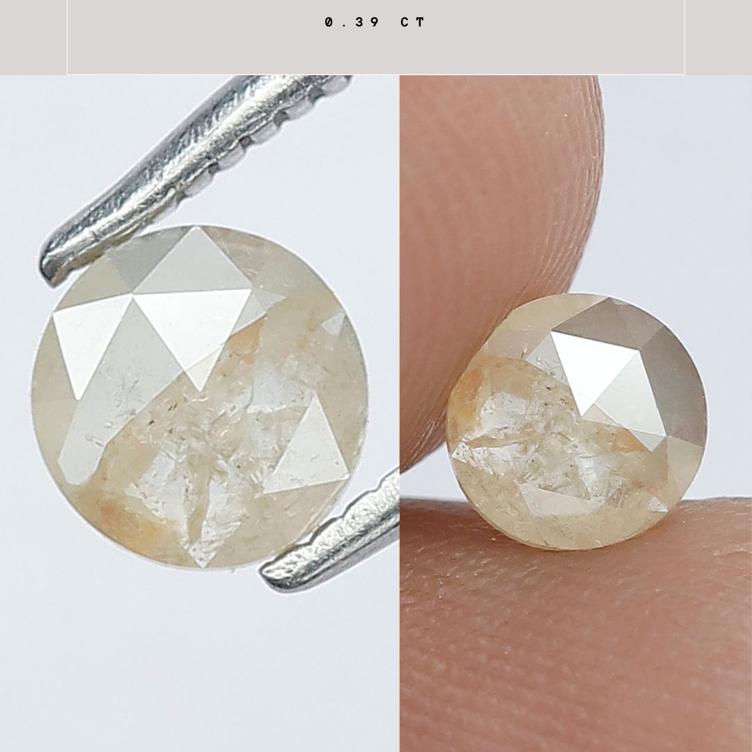 0.39 CT Icy Yellow Round Rose Cut Natural Rustic Diamond