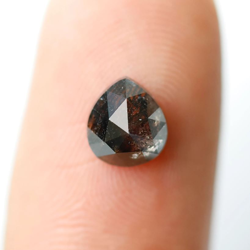 Pear Shape 1.06 Ct Salt and Pepper Diamond, Natural Blackish Gray Diamond, Loose Stone for Ring Making