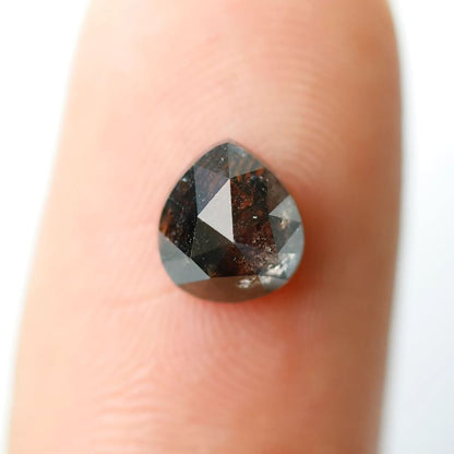 Pear Shape 1.06 Ct Salt and Pepper Diamond, Natural Blackish Gray Diamond, Loose Stone for Ring Making
