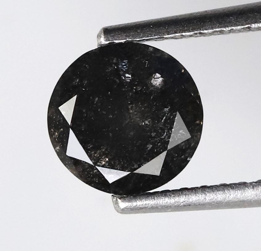 0.92 Ct Round Brilliant Salt and Pepper Diamond, Natural Blackish Gray Loose Wedding Ring Stone