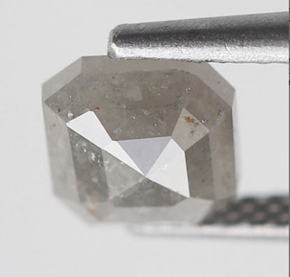 Asscher cut 1.14 CT Salt and Pepper Diamond, Natural 5.90 mm Ethical Loose Diamond for Custom Jewelry Design