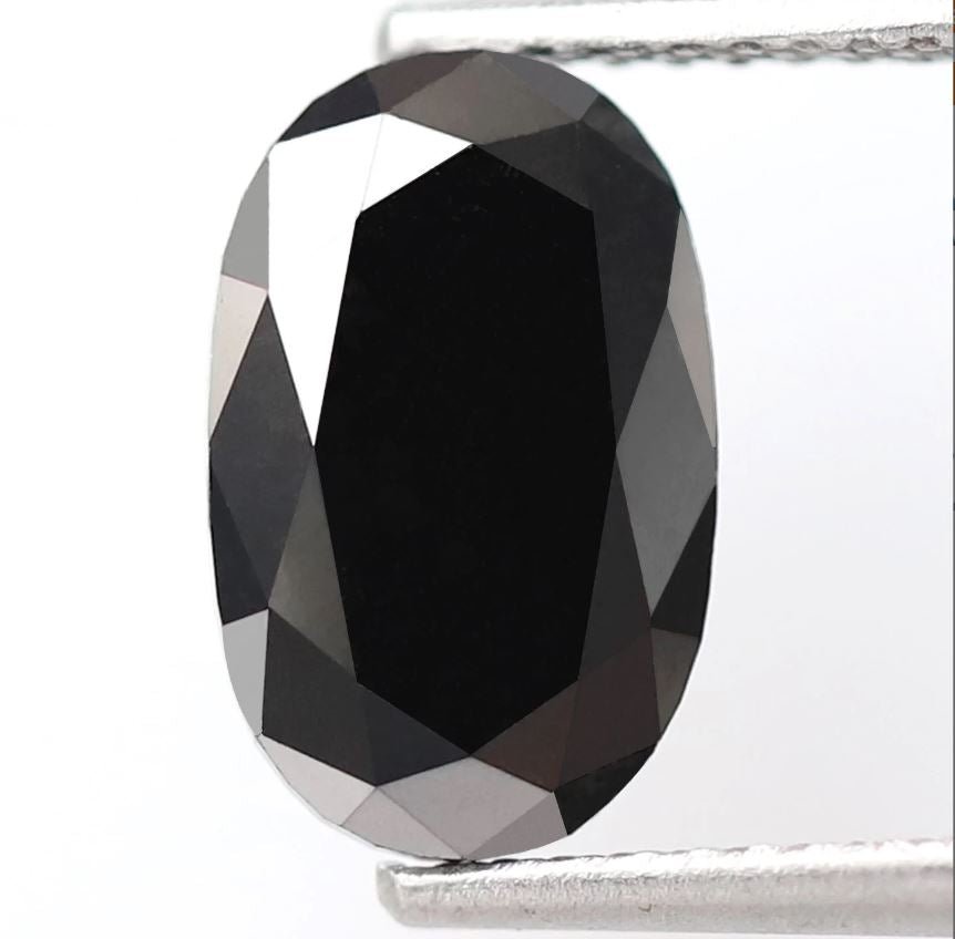 2.20 Ct Natural Treated Black Diamond, Oval Shape 10.7 mm Loose Diamond for Unique Engagement Ring