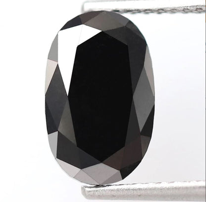 2.20 Ct Natural Treated Black Diamond, Oval Shape 10.7 mm Loose Diamond for Unique Engagement Ring