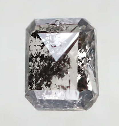0.41 CT Emerald cut Natural Loose Diamond, 4.70 x 3.70 mm Gray Black Ethical Salt and Pepper Diamond