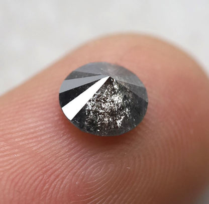 0.92 Ct Round Brilliant Salt and Pepper Diamond, Natural Blackish Gray Loose Wedding Ring Stone