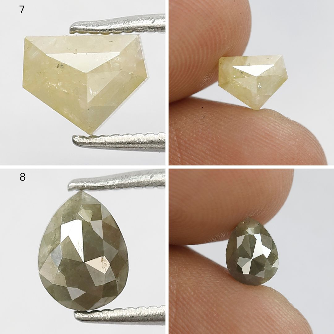 7.65 CT Mix Shape Rustic Diamond Lot | Natural Yellowish Gray Ethical Loose Diamonds 5.80 mm to 8.40 mm