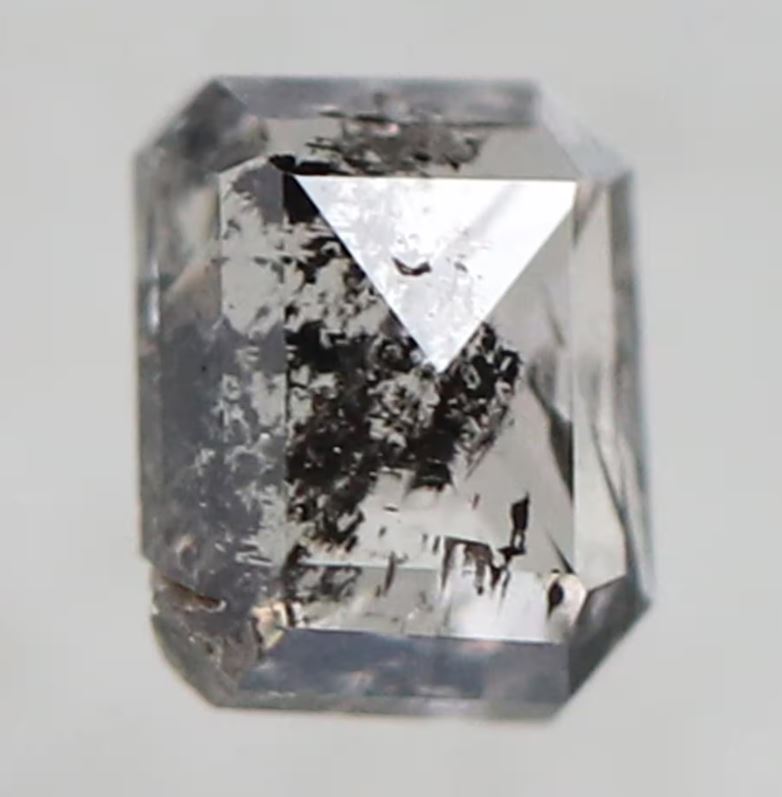 0.41 CT Emerald cut Natural Loose Diamond, 4.70 x 3.70 mm Gray Black Ethical Salt and Pepper Diamond