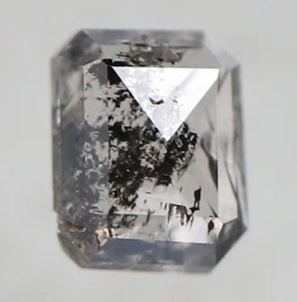 0.41 CT Emerald cut Natural Loose Diamond, 4.70 x 3.70 mm Gray Black Ethical Salt and Pepper Diamond
