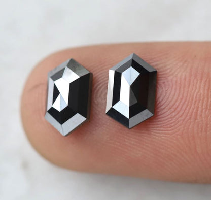 1.86 Ct Hexagon Diamond Pair, Natural Treated Loose Diamonds, 8.9 mm Matching Pair for Earrings Making