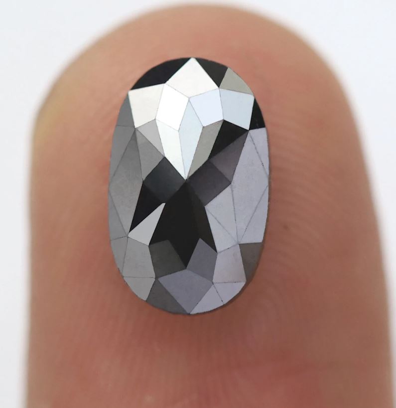 2.20 Ct Natural Treated Black Diamond, Oval Shape 10.7 mm Loose Diamond for Unique Engagement Ring