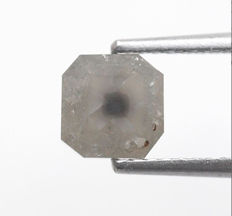 Asscher cut 1.14 CT Salt and Pepper Diamond, Natural 5.90 mm Ethical Loose Diamond for Custom Jewelry Design