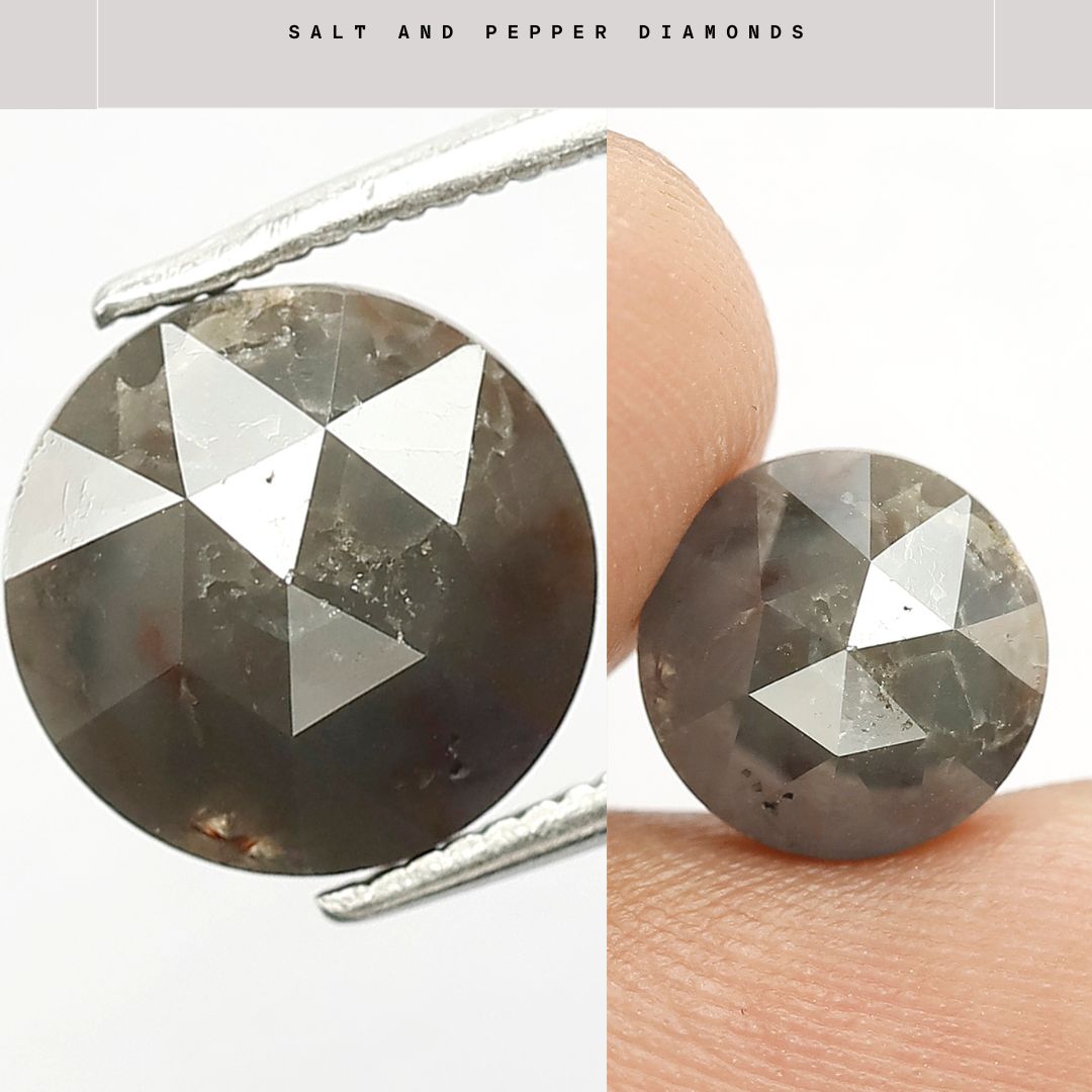 Rose Cut Gray Black Salt and Pepper Diamond in 3.29 Carat Weight