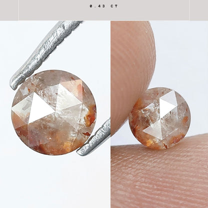 Reddish Color Amazing Round Shape Rustic Rose Cut Diamond 0.43 Carat